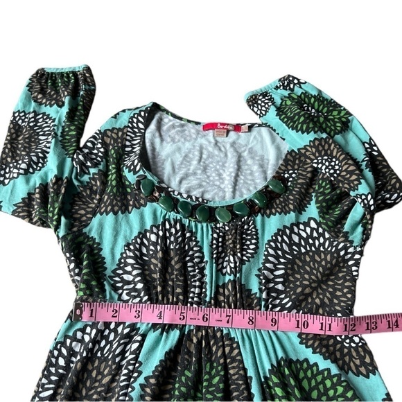 Boden Women’s Teal Floral Beaded Scoop Neck Viscose Blend Statement Dress, Small - Picture 14 of 14